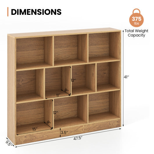 41 inches Wooden Toy Storage Organizer with 10 Cubes for Kids-White