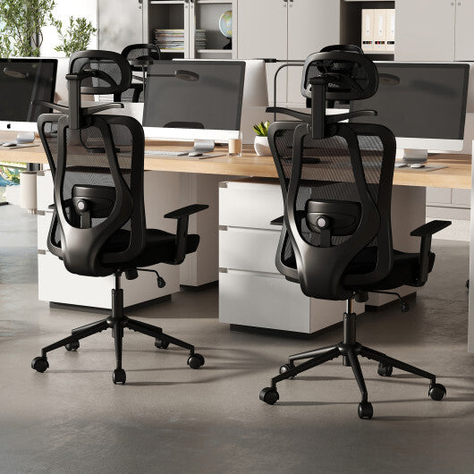 Ergonomic Office Chair with 3D Headrest and Reclining Backrest-Black LuxuryLifeWay Online Store