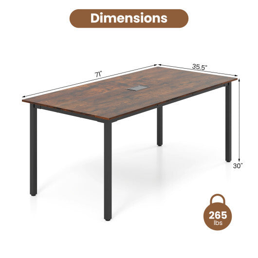 6 Feet Conference Room Table Large Meeting Table Rectangle Seats 8-10 People-Rustic Brown LuxuryLifeWay Online Store