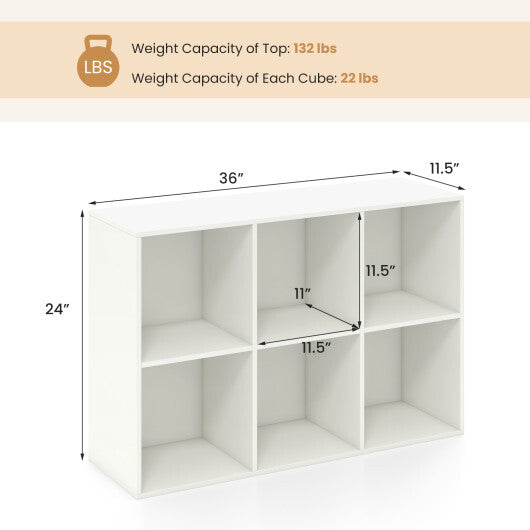 Modern 6-Cube Bookcase with Anti-tipping Kits for Bedroom Living Room-White LuxuryLifeWay Online Store