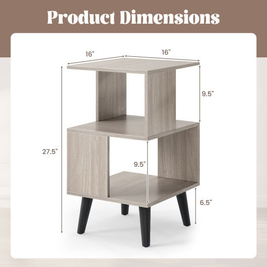 3-Tier Geometric Bookshelf Set of 2 with Open Storage Shelves LuxuryLifeWay Online Store