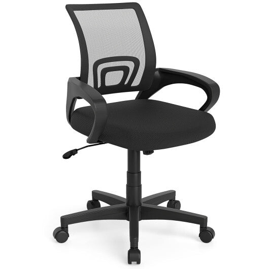 Mid-Back Mesh Office Chair Ergonomic Computer Chair with Lumbar Support-Black LuxuryLifeWay Online Store