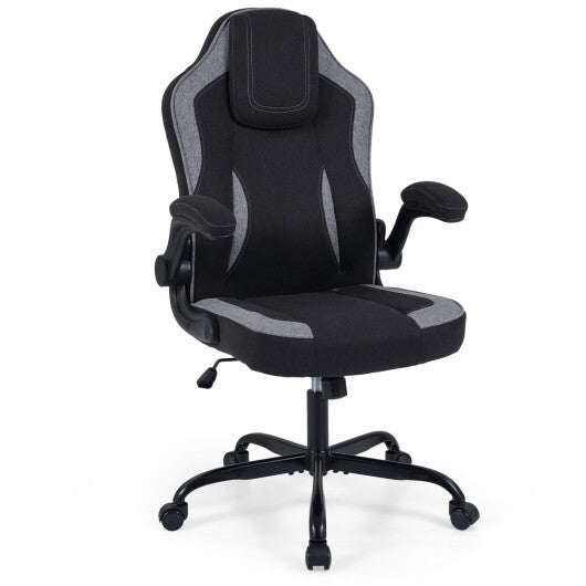 Ergonomic Computer Office Chair with 90 Flip-up Armrests-Gray LuxuryLifeWay Online Store