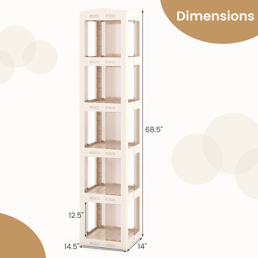 5-Tier Foldable Rotating Bookshelf 360? Spinning Bookcase with Swivel Base-White LuxuryLifeWay Online Store