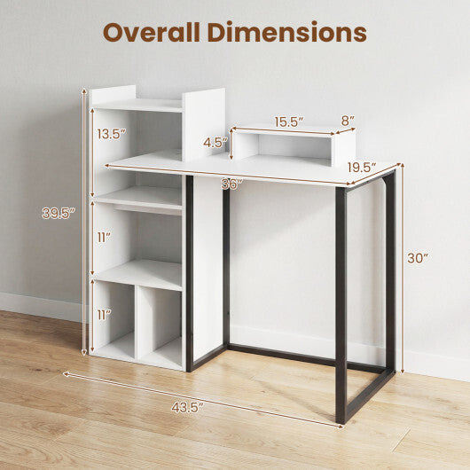 43.5" Computer Desk with Charging Station and Ergonomic Monitor Stand-White LuxuryLifeWay Online Store