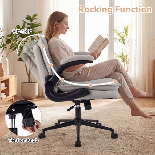 Criss Cross Chair on Wheels with Flip-up Arms Adjustable Height-Gray LuxuryLifeWay Online Store