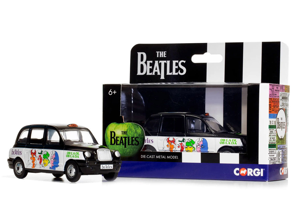The Beatles London Taxi RHD (Right Hand Drive) "Ob-La-Di Ob-La-Da" Black and White with Graphics Diecast Model by Corgi LuxuryLifeWay Online Store