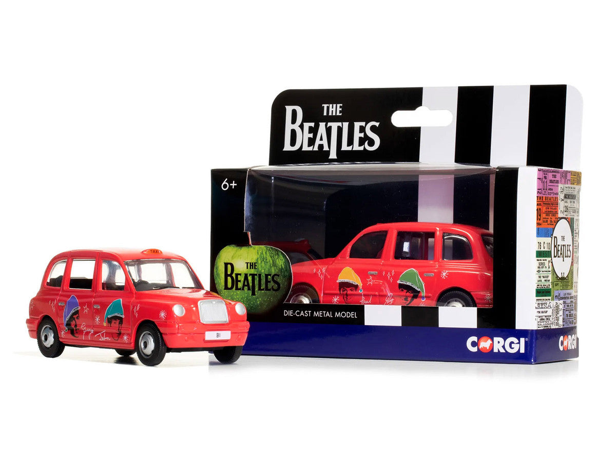 The Beatles London Taxi RHD (Right Hand Drive) "Christmas Taxi" Red with Graphics Diecast Model by Corgi LuxuryLifeWay Online Store