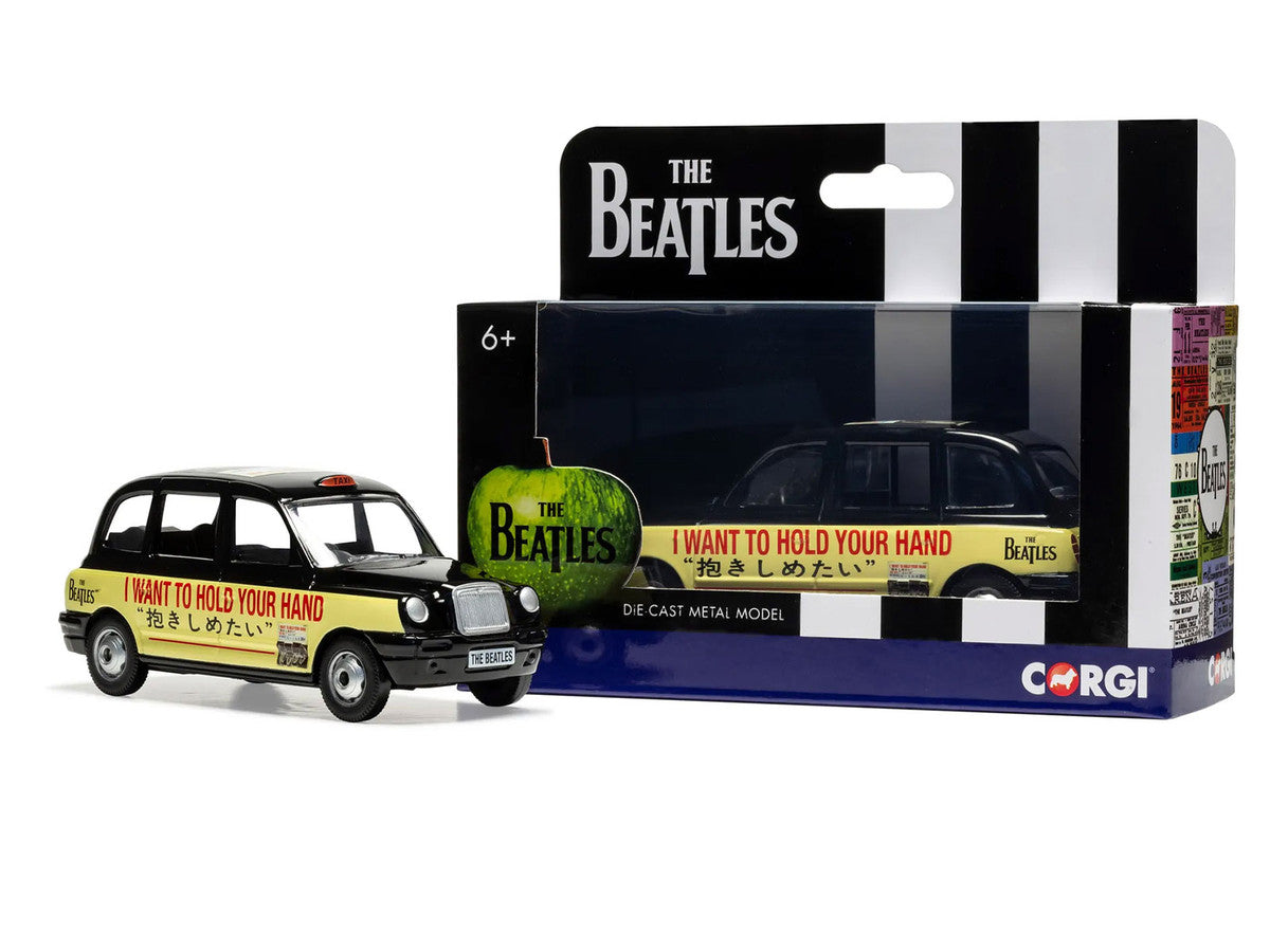 The Beatles London Taxi RHD (Right Hand Drive) "I Want To Hold Your Hand" Black and Cream with Graphics Diecast Model by Corgi LuxuryLifeWay Online Store