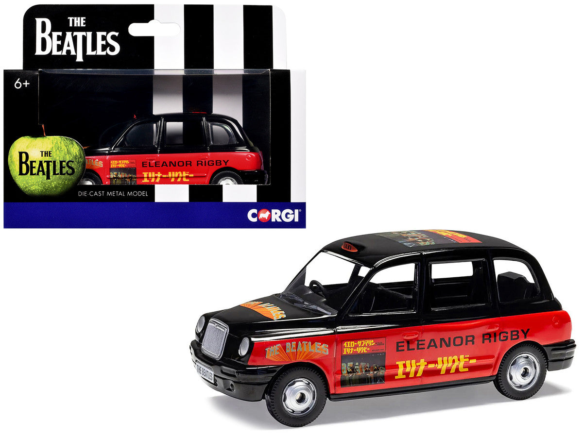 The Beatles London Taxi RHD (Right Hand Drive) "Eleanor Rigby - Yellow Submarine" Black and Red with Graphics Diecast Model by Corgi LuxuryLifeWay Online Store