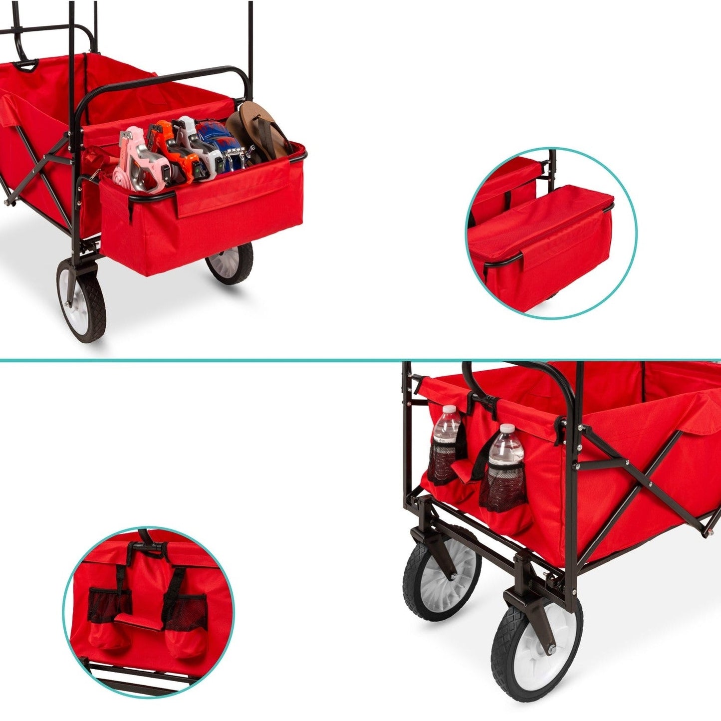 Collapsible Utility Wagon Cart Indoor/Outdoor with Canopy - Red LuxuryLifeWay Online Store