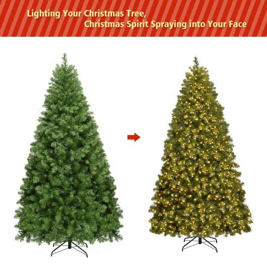 6/7/8 Feet Hinged Christmas Tree with PVC Branch Tips Warm White LED Lights-6 ft