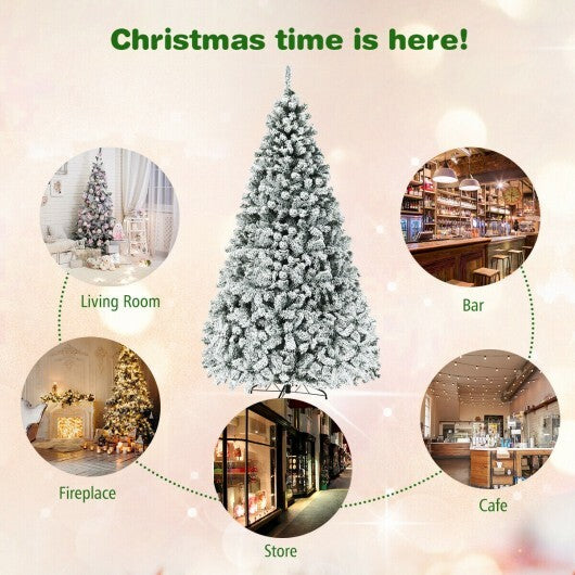 Pre-Lit Premium Snow Flocked Hinged Artificial Christmas Tree-6 ft LuxuryLifeWay Online Store