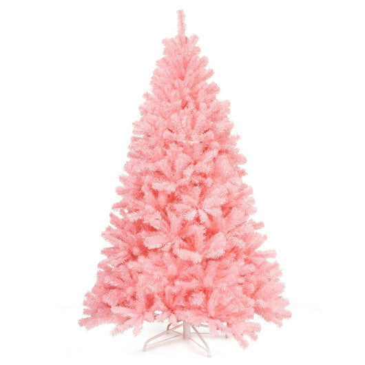 6 Feet Pink Artificial Hinged Spruce Full Christmas Tree with Foldable Metal Stand - Color: Pink - Size: 6 ft LuxuryLifeWay Online Store