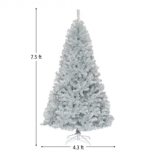7.5 Ft Hinged Unlit Artificial Silver Tinsel Christmas Tree LuxuryLifeWay Online Store