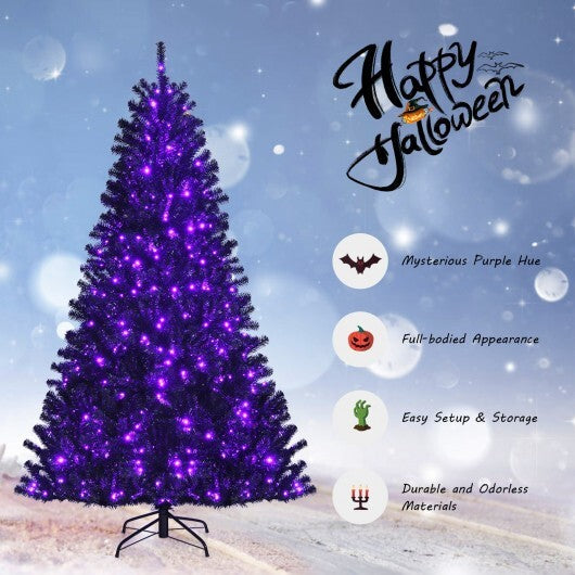 Black Artificial Christmas Halloween Tree with Purple LED Lights-7 ft LuxuryLifeWay Online Store