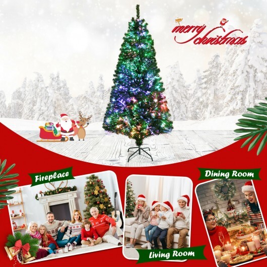 6 Feet Pre-lit Fiber Optic Artificial Christmas Tree with 617 Branch Tips LuxuryLifeWay Online Store