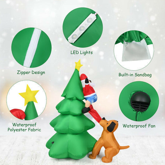6.5 Feet Outdoor Inflatable Christmas Tree Santa Decor with LED Lights LuxuryLifeWay Online Store