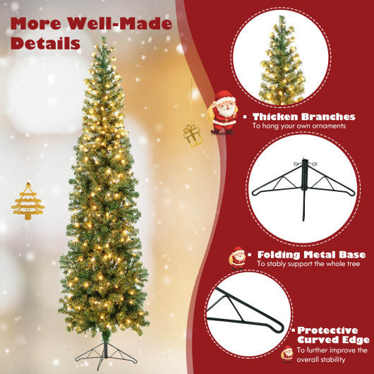 7 Feet Prelit Half-Shape Christmas Tree with 8 Lighting Modes LuxuryLifeWay Online Store