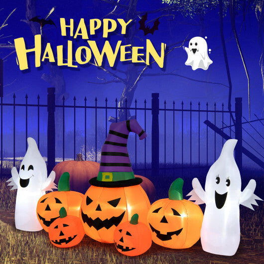 9 Feet Long Halloween Inflatable Pumpkins with 2 Ghosts LuxuryLifeWay Online Store