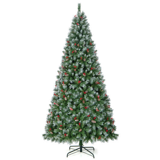 Hinged Christmas Tree with 450 PVC Branch Tips and 200 Warm White LED Lights-6.5 ft