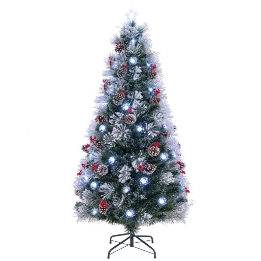 7 FT Flocked Christmas Tree with 8 Lighting Modes LuxuryLifeWay Online Store