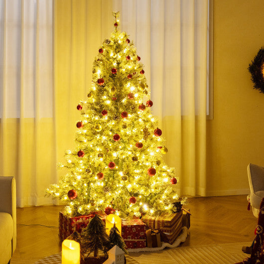 6/7.5/9 FT Artificial Christmas Tree Pre-Lit Hinged Holiday Tree with 360 Quick Power Connector-6 ft LuxuryLifeWay Online Store