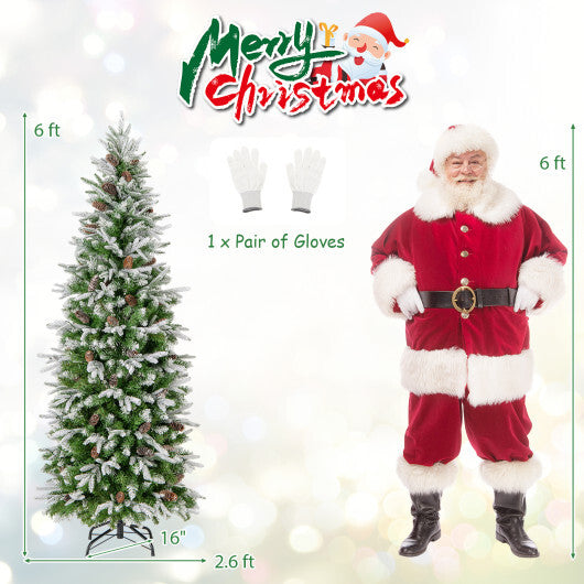 6/7.5/9 Feet Pre-Lit Artificial Christmas Tree Snow Flocked Hinged-9 FT LuxuryLifeWay Online Store