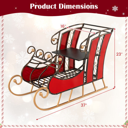 3 FT Christmas Metal Sleigh Decoration Santa Sleigh with 2-Tier Storage Shelf LuxuryLifeWay Online Store