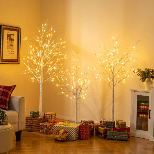 Lighted Birch Tree Set of 3 with 4/5/6 FT Pre-Lit Artificial Christmas Tree for Holiday Party LuxuryLifeWay Online Store