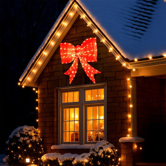 37 Inch Lighted Christmas Bow Decoration with Warm White LED Lights LuxuryLifeWay Online Store
