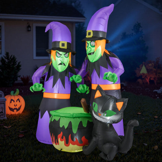 6 Ft Inflatable Halloween Witches with Cauldron & Black Cat LuxuryLifeWay Online Store