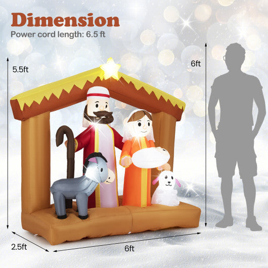 6 Feet Christmas Inflatables Nativity Scene Outdoor Decoration with Built-in LED Lights LuxuryLifeWay Online Store
