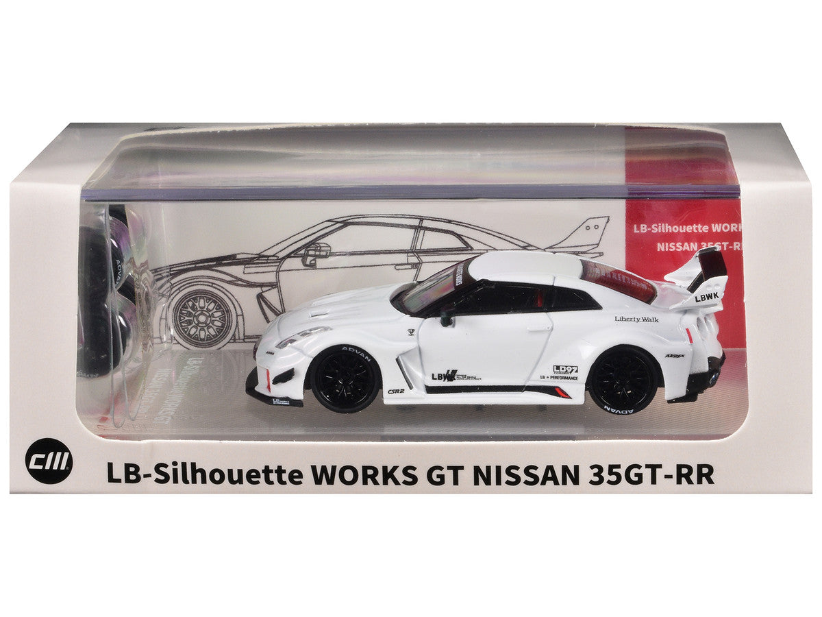 Nissan 35GT-RR "LB-Silhouette Works GT" RHD (Right Hand Drive) White with Extra Wheels 1/64 Diecast Model Car by CM Model LuxuryLifeWay Online Store