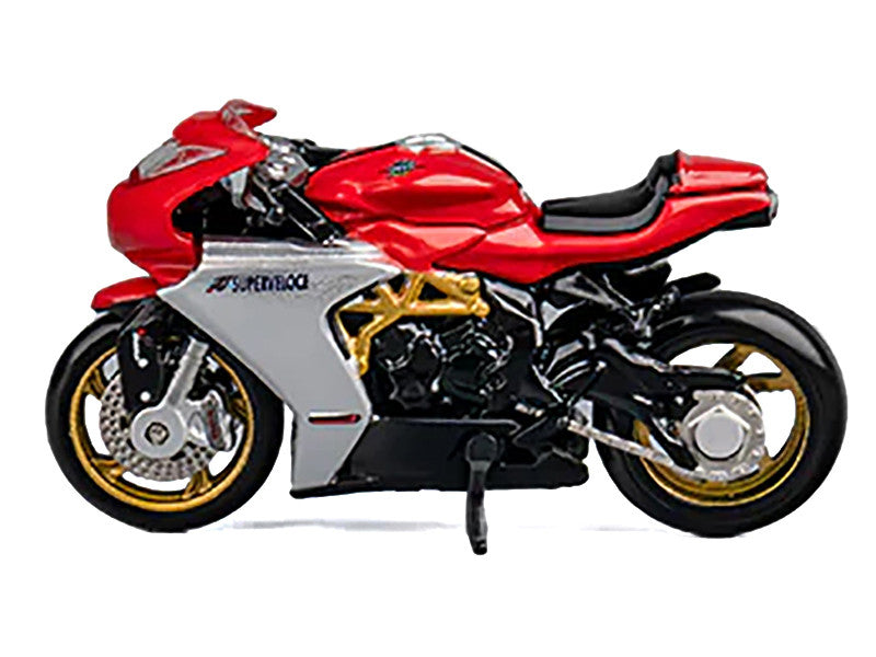 MV Agusta Superveloce 800 Motorcycle Red and Silver with Figure 1/64 Diecast Model by CM Model LuxuryLifeWay Online Store