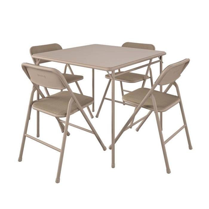 5-Piece Square Folding Dining Table with 4 Chairs Guest Set Game Table - Beige LuxuryLifeWay Online Store