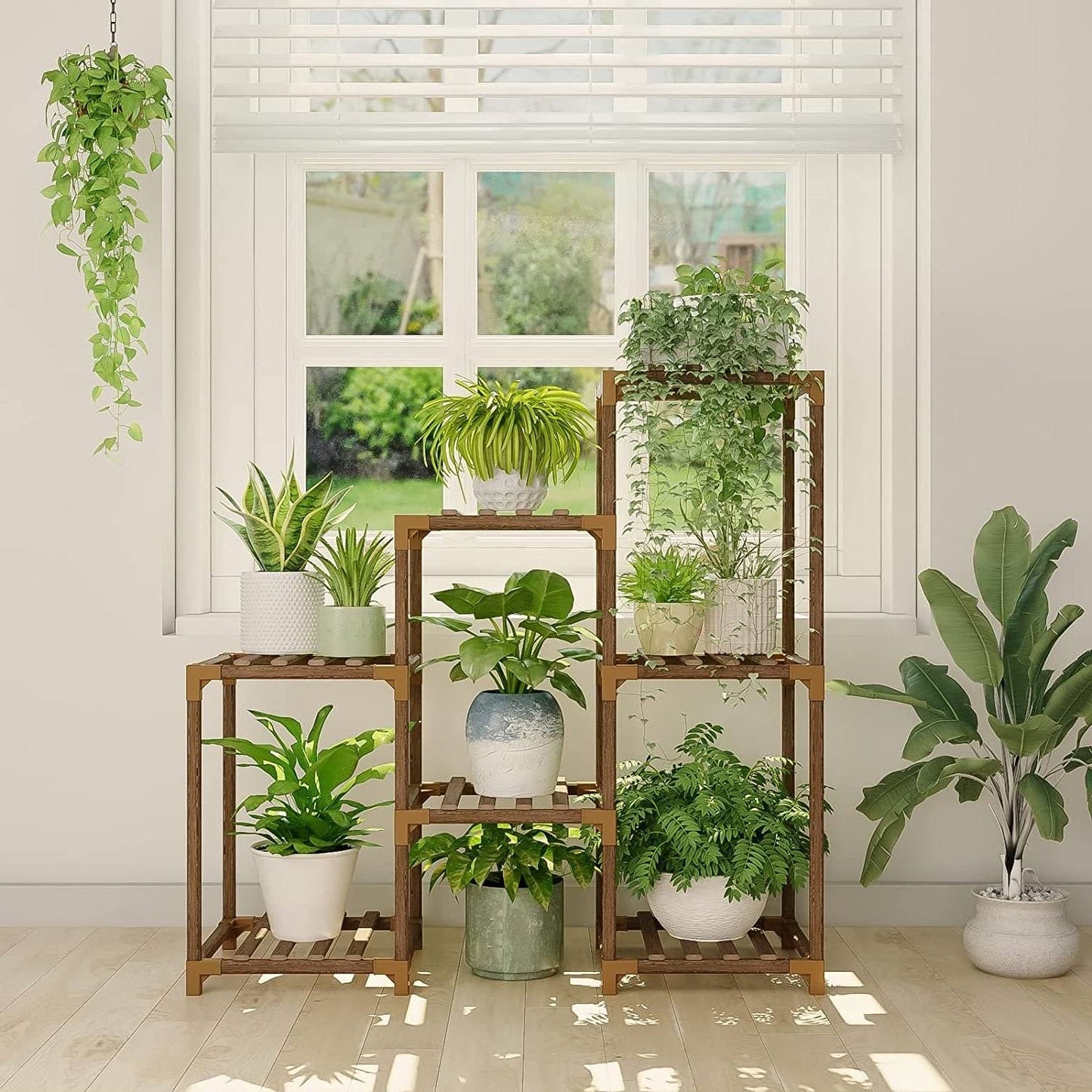 3-Tier Indoor Outdoor Wooden Plant Stand Planter Shelf LuxuryLifeWay Online Store