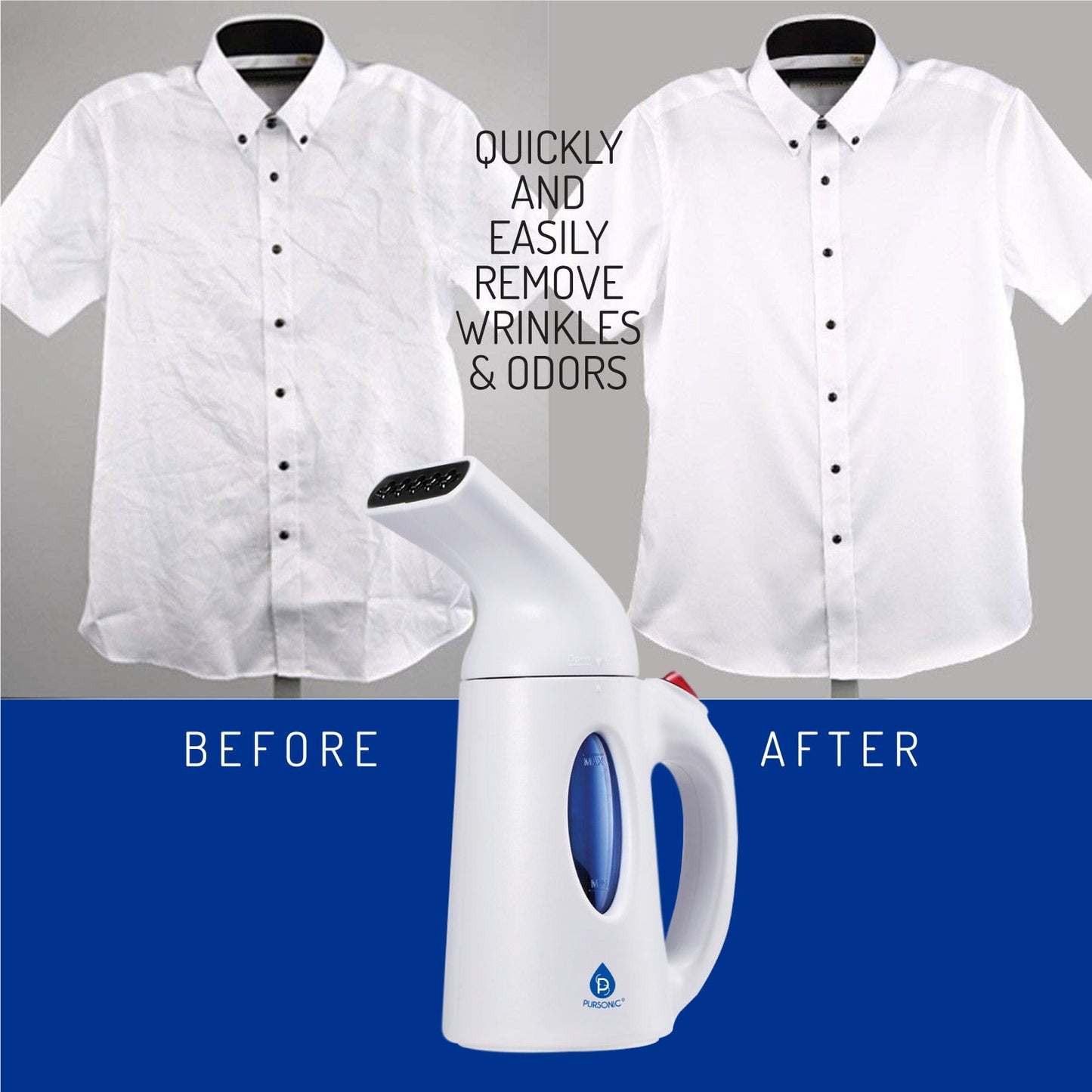 Pursonic 130ml Handheld Fabric Fast Heat-up Powerful Travel Clothes CS180 Portable Garment Steamer LuxuryLifeWay Online Store