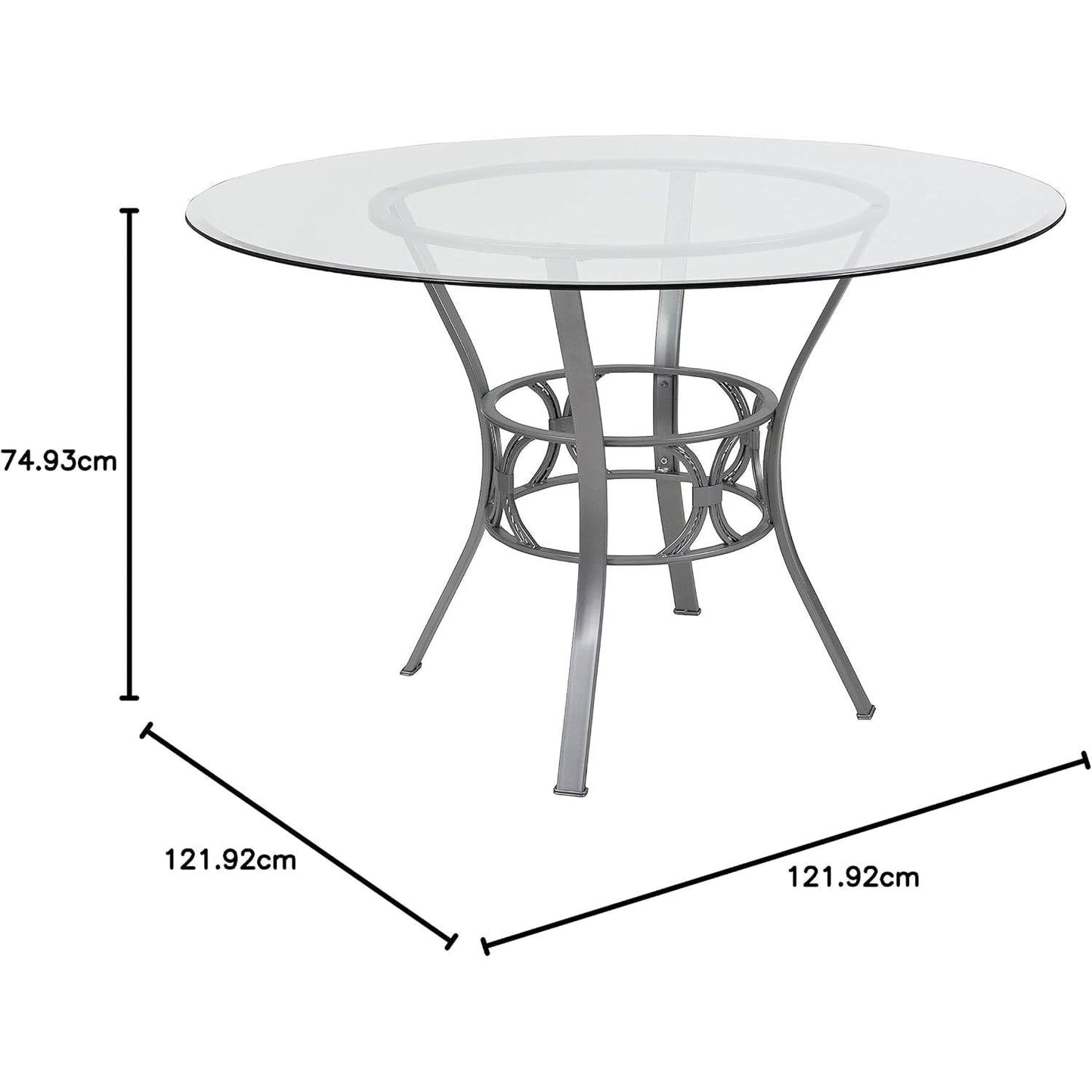 Round 48-inch Glass Top Dining Table with Silver Metal Frame LuxuryLifeWay Online Store