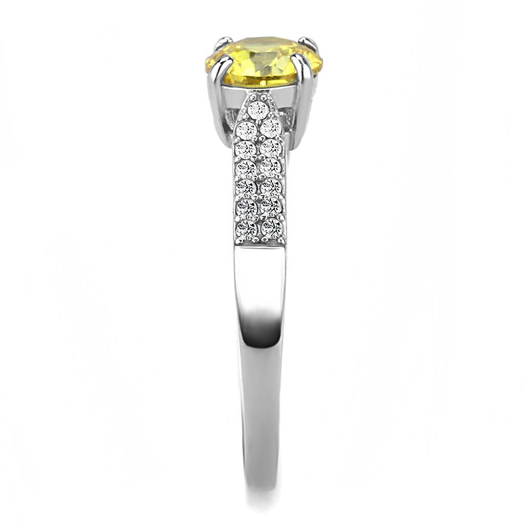 DA021 - High polished (no plating) Stainless Steel Ring with AAA Grade CZ in Topaz LuxuryLifeWay Online Store