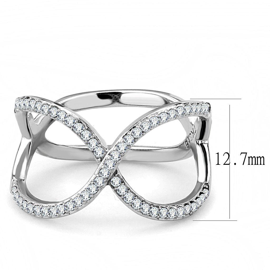 DA058 - High polished (no plating) Stainless Steel Ring with AAA Grade CZ in Clear LuxuryLifeWay Online Store