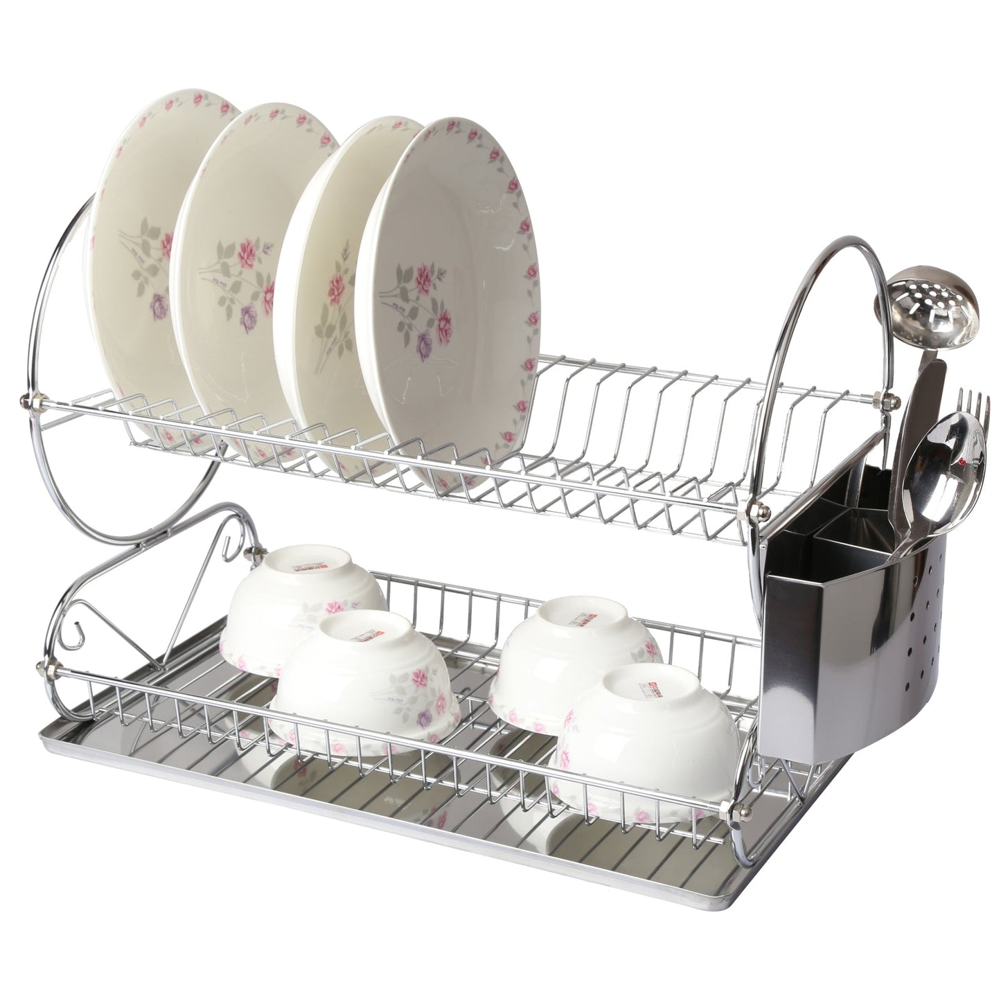 MegaChef Chrome Plated 17.5 Inch Two Shelf Dish Rack LuxuryLifeWay Online Store