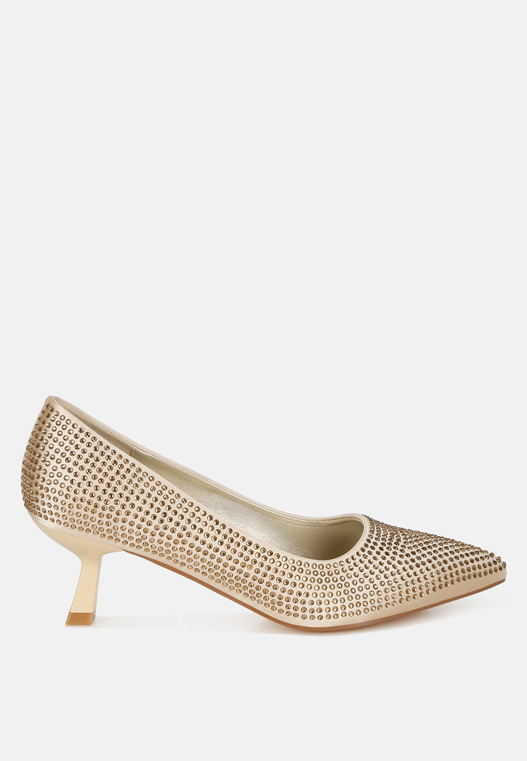 Dinah Rhinestones Embellished Kitten Heel Pumps LuxuryLifeWay Online Store