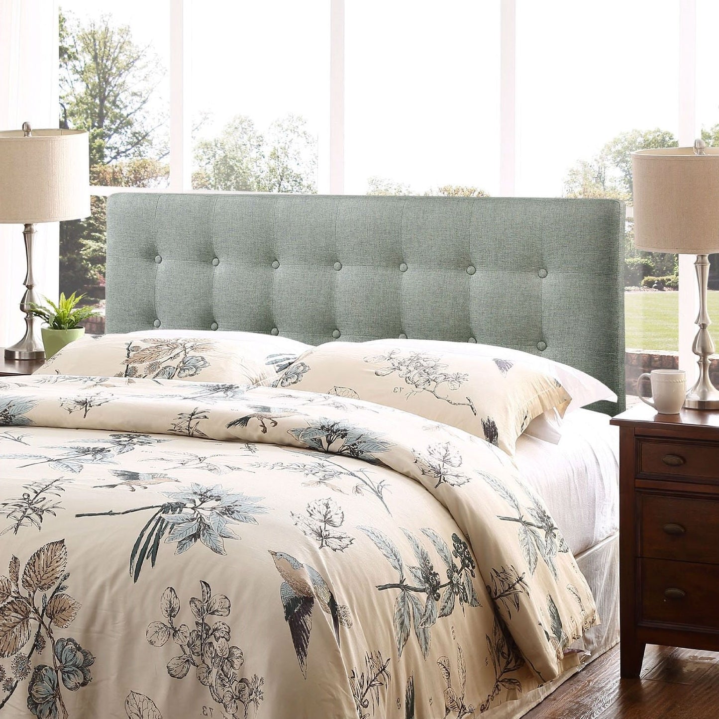 Full size Grey Fabric Button-Tufted Upholstered Headboard LuxuryLifeWay Online Store