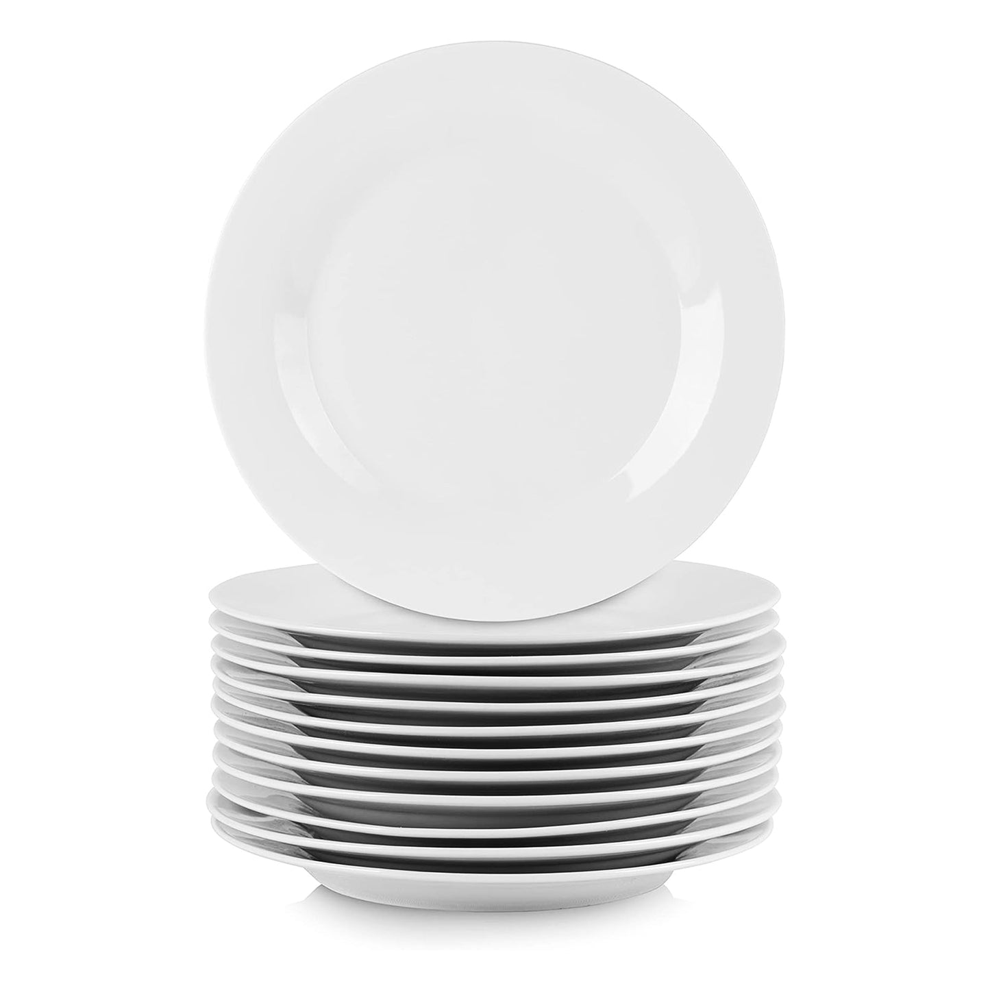 Elama Porcelain 12 Piece Large Round Dinner Plate Set in White LuxuryLifeWay Online Store