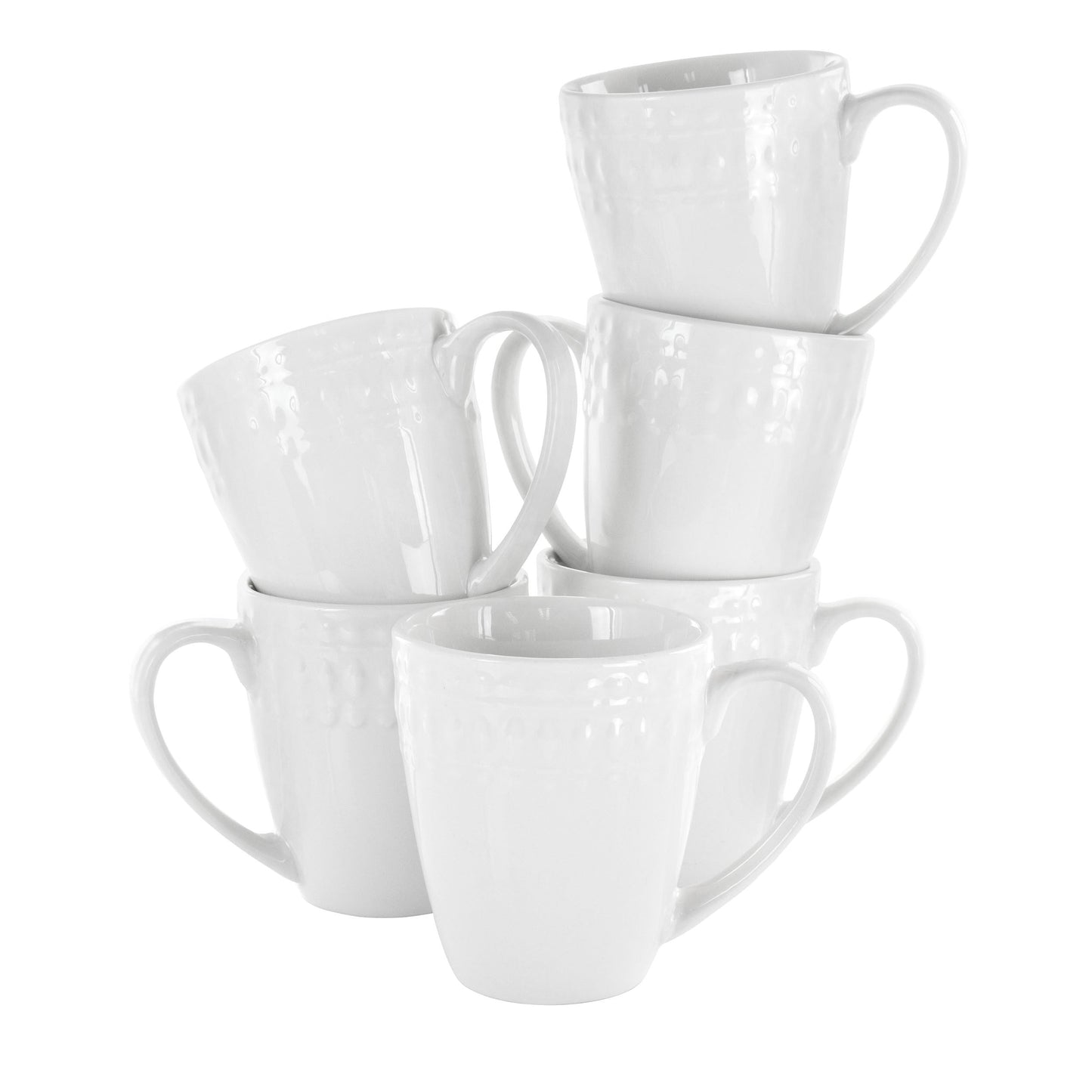 Elama Cara 6 Piece 10 Ounce Porcelain Cup Set in White LuxuryLifeWay Online Store