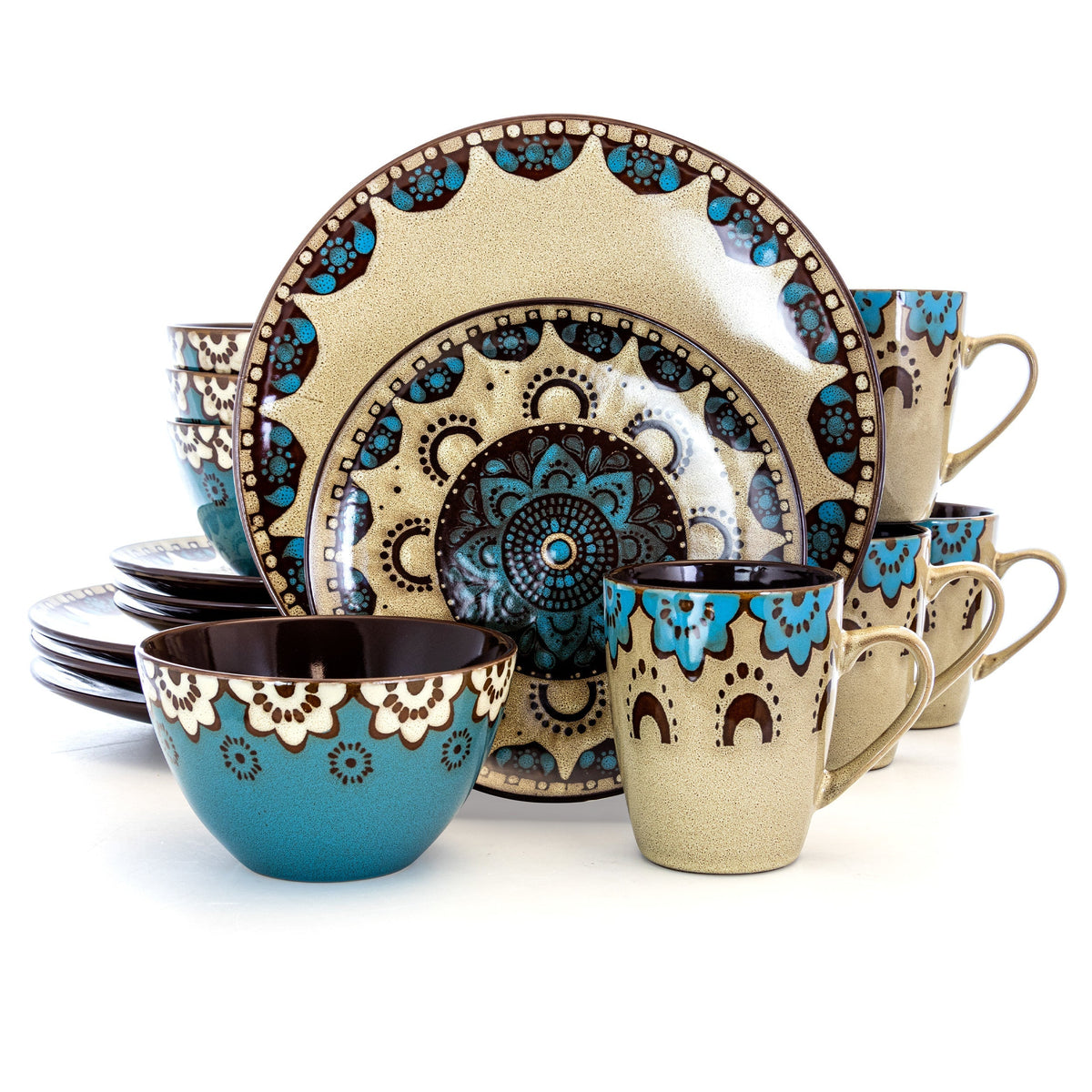 Elama Clay Heart 16 Piece Luxurious Stoneware Dinnerware with Complete Setting for 4, 16pc LuxuryLifeWay Online Store
