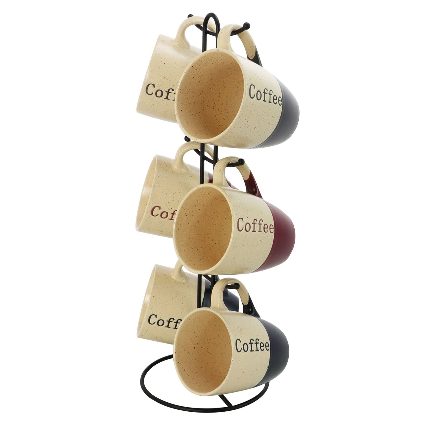 Elama Coffee House 6-Piece 12 oz. Mug Set with Stand, Assorted Colors LuxuryLifeWay Online Store