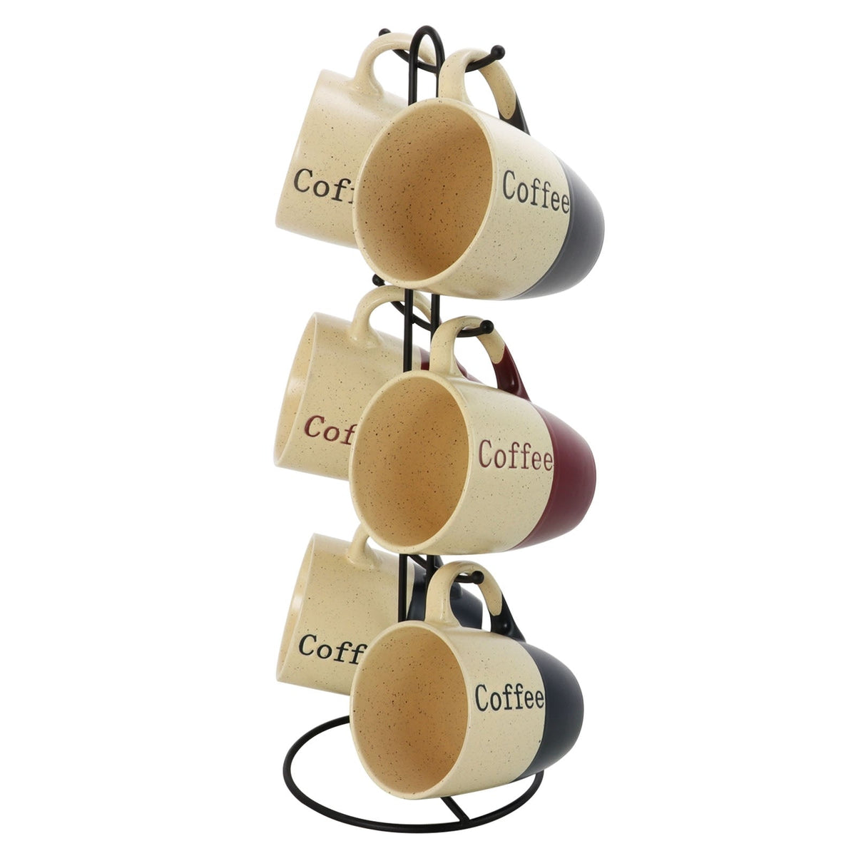 Elama Coffee House 6-Piece 12 oz. Mug Set with Stand, Assorted Colors LuxuryLifeWay Online Store