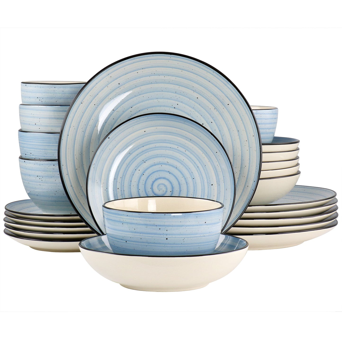 Elama Gia 24 Piece Round Stoneware Dinnerware Set in Light Blue LuxuryLifeWay Online Store